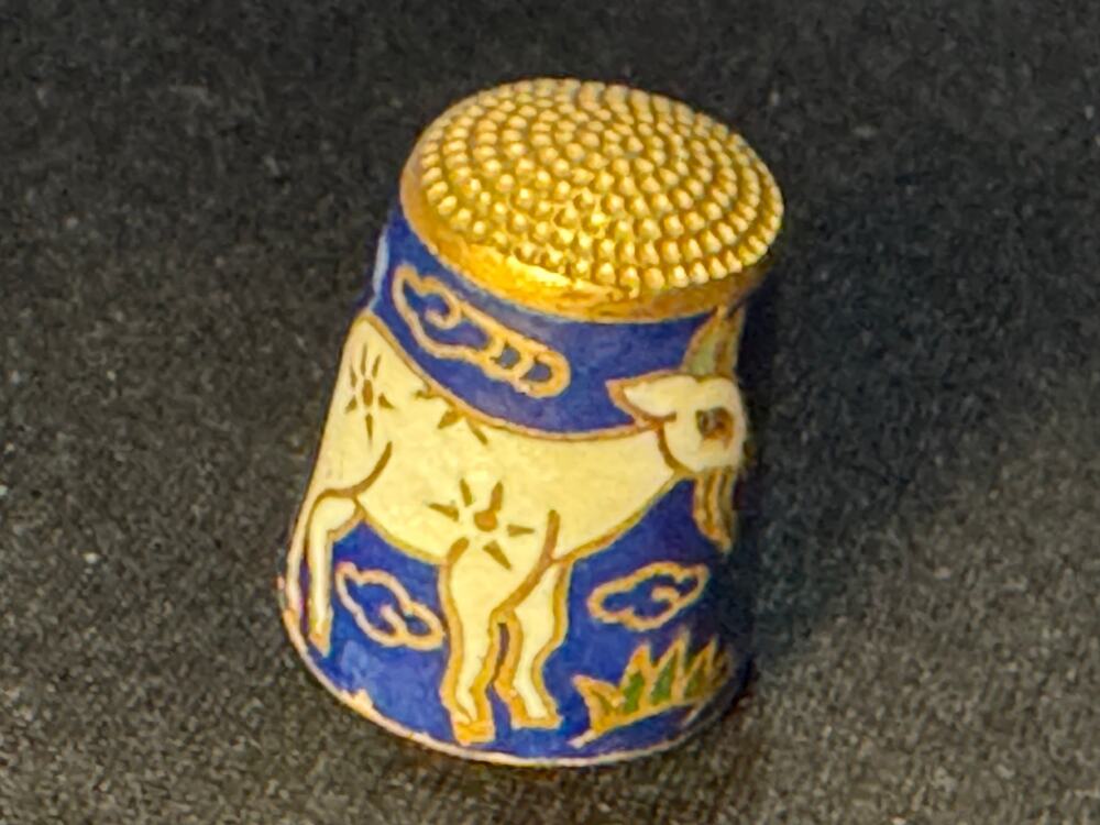 Vintage Cloisonne 1in Goat Thimble